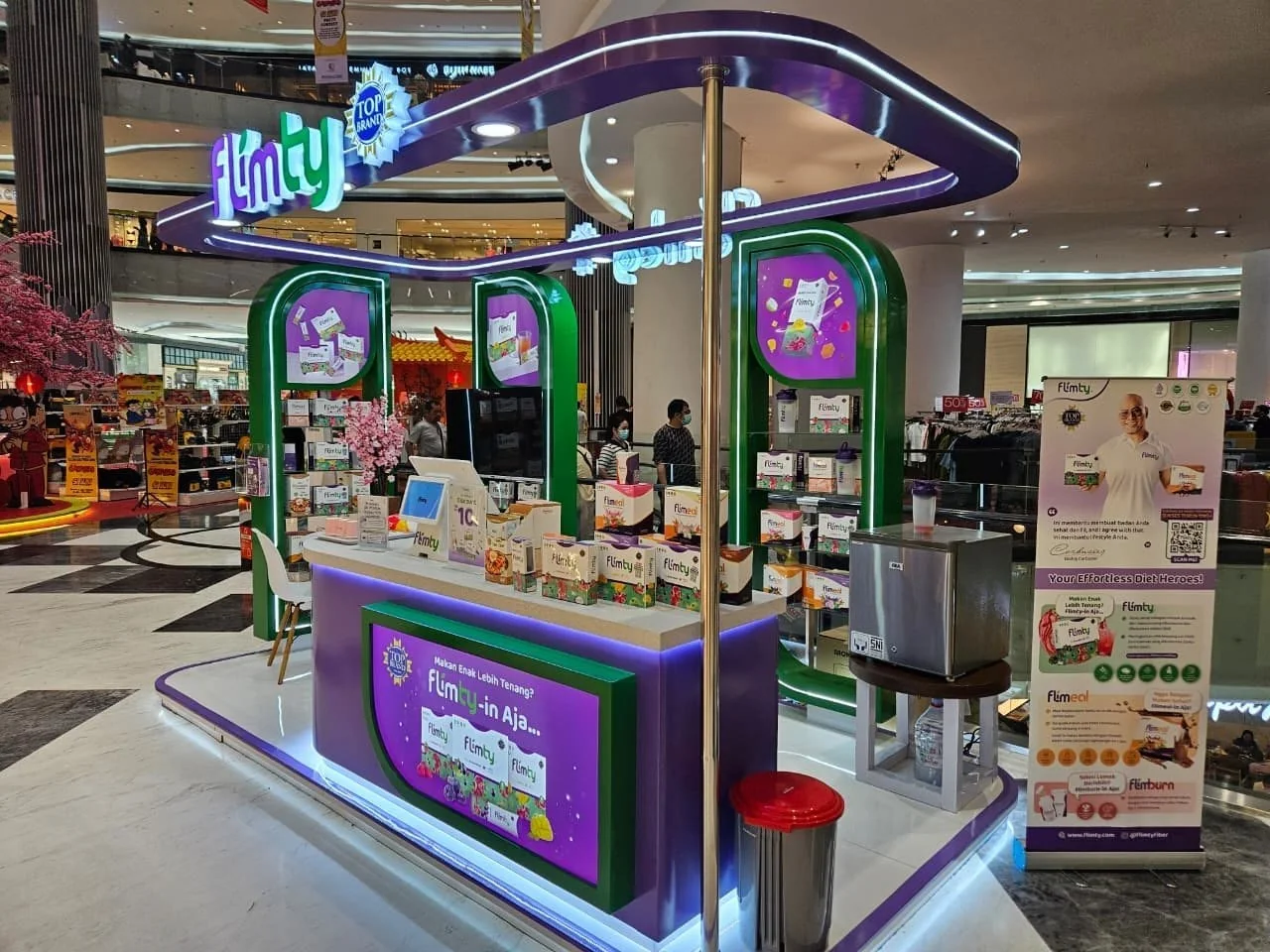 Colorful interactive retail booth